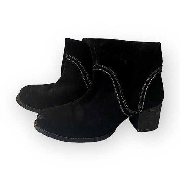 Bed Stu Black Suede Mid Calf Boots, chunky heel, Size 6 - Picture 9 of 16